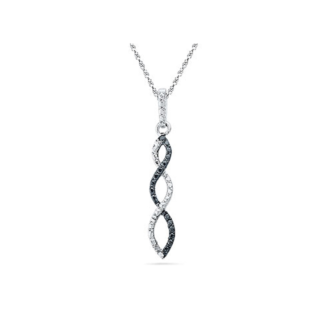 302709 Sterling Silver Black & White Diamond Braided Pendant