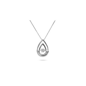 302737 Sterling Silver & 0.05CT TW Dancing Diamond Pear Shaped Pendant