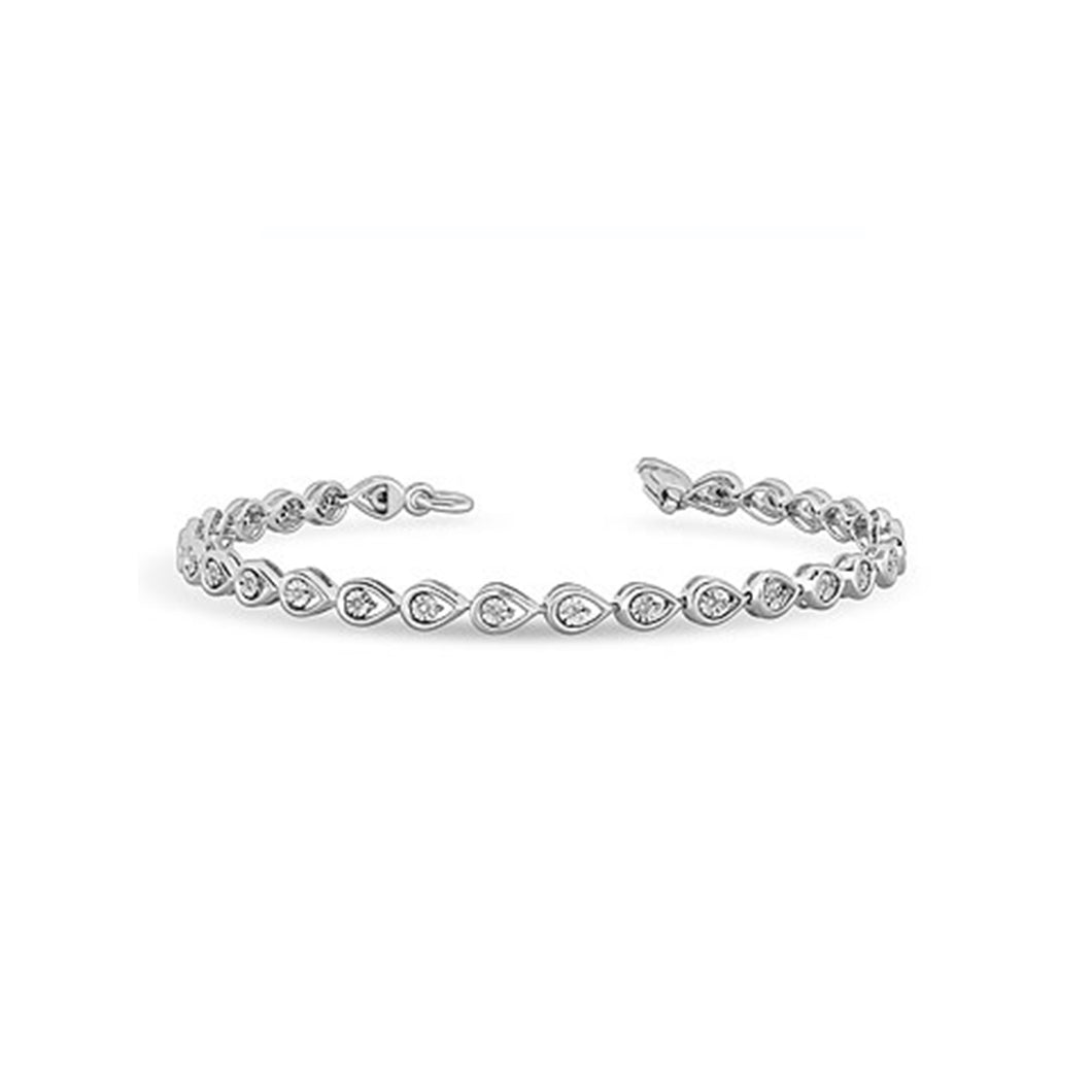 310191 Sterling Silver & 0.10CT TW Diamond Pear Shape Link Bracelet