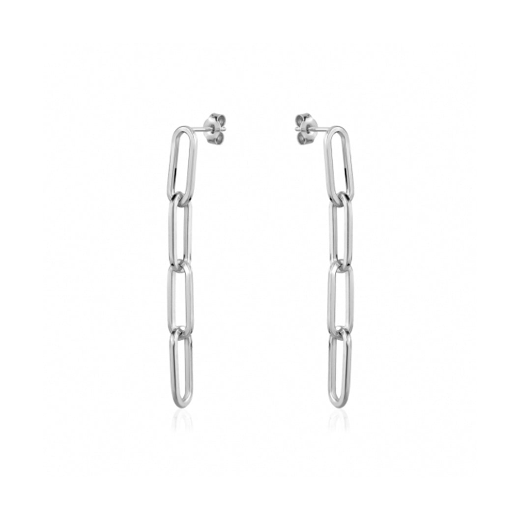 291544 Sterling Silver Paperclip Drop Stud Earrings