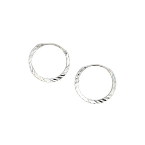 291593 Sterling Silver Diamond Cut 12mm Narrow Hoop Earrings