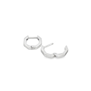 291595 Sterling Silver Octagonal Huggie Earrings
