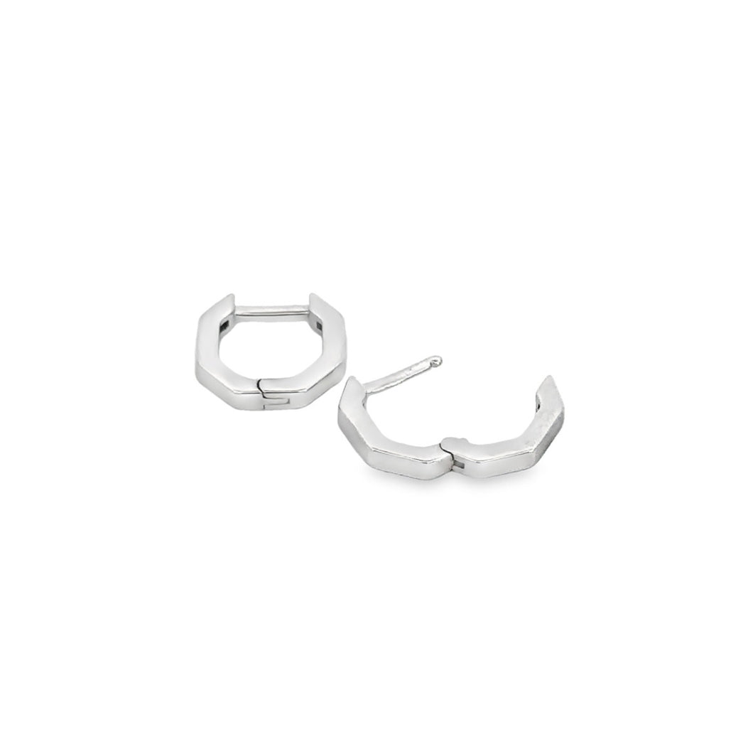 291595 Sterling Silver Octagonal Huggie Earrings