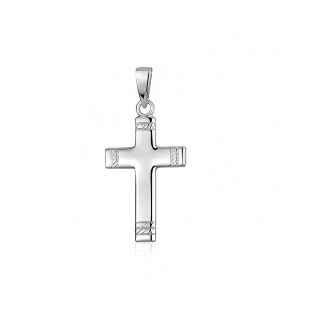 304771 Sterling Silver Rhodium Cross Charm
