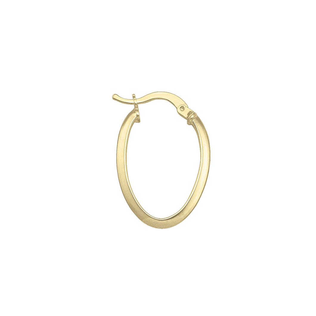 232197 10K Yellow Gold 25mm Oval Knife Edge Hoop Earrings