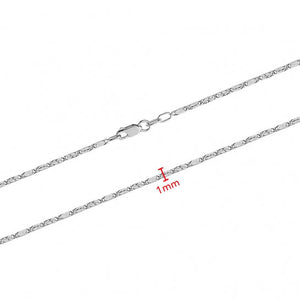 260903 20" 1.0mm wide 10K White Gold DC Star Chain