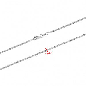 250114 7.75" 1.0mm wide 10K White Gold DC Star Chain Bracelet