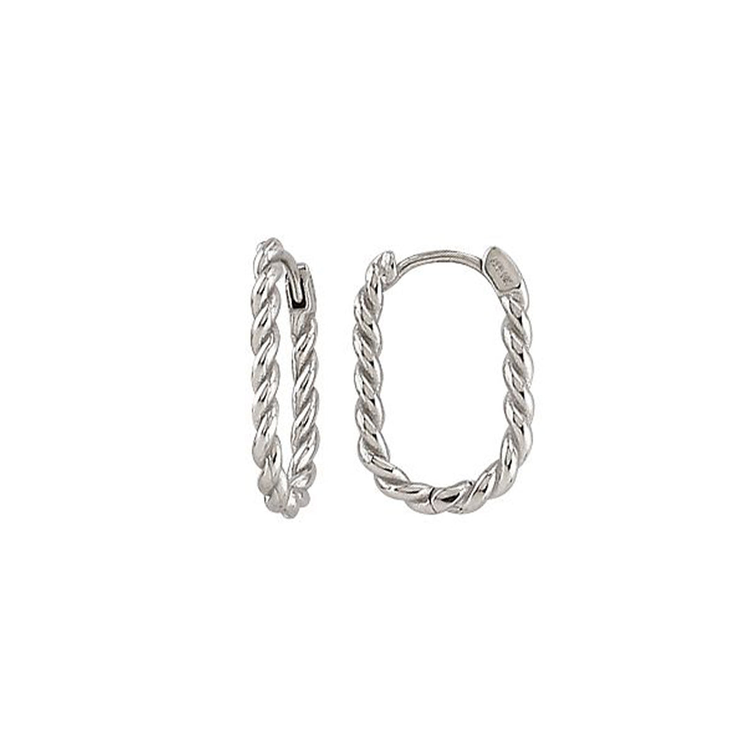 232141 10K White Gold Twist Hoop Earrings