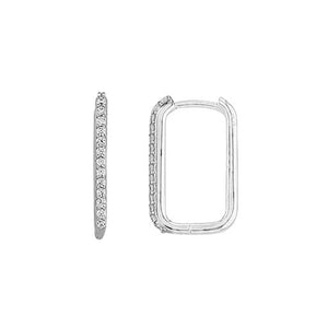 232237 10K White Gold Paperclip Hoop Earrings