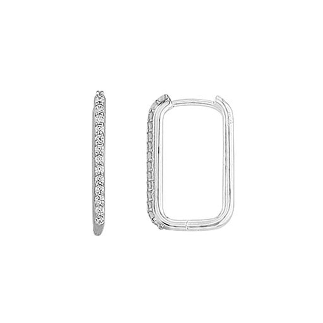 232237 10K White Gold Paperclip Hoop Earrings