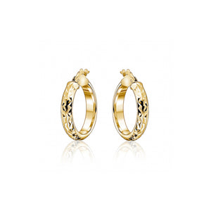 232125 10K Yellow Gold Diamond Cut Hoop Earrings