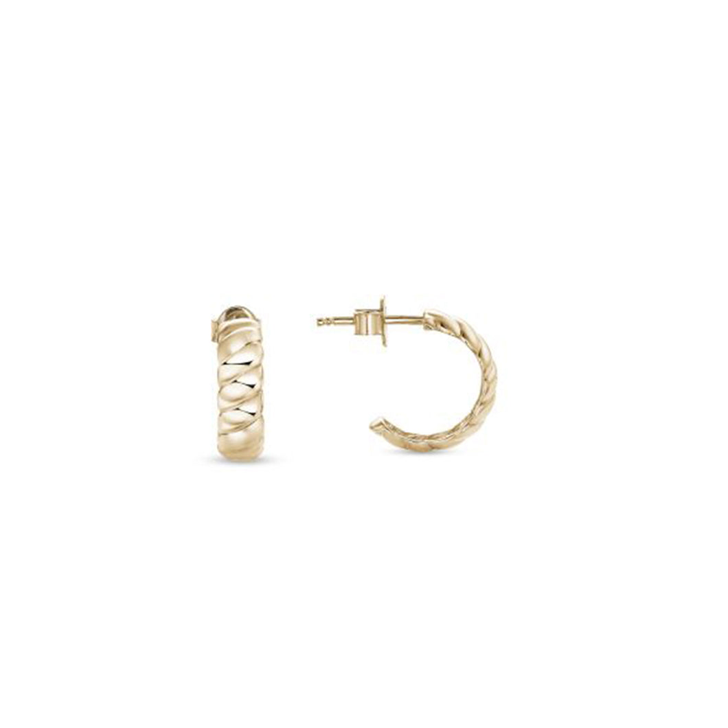 232235 10k Yellow Gold Mini Post Back Croissant Hoop Earrings