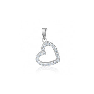 240507 10k White Gold CZ Heart Charm