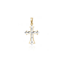 Load image into Gallery viewer, 240604 10K Yellow &amp; White Gold DC Cross Charm
