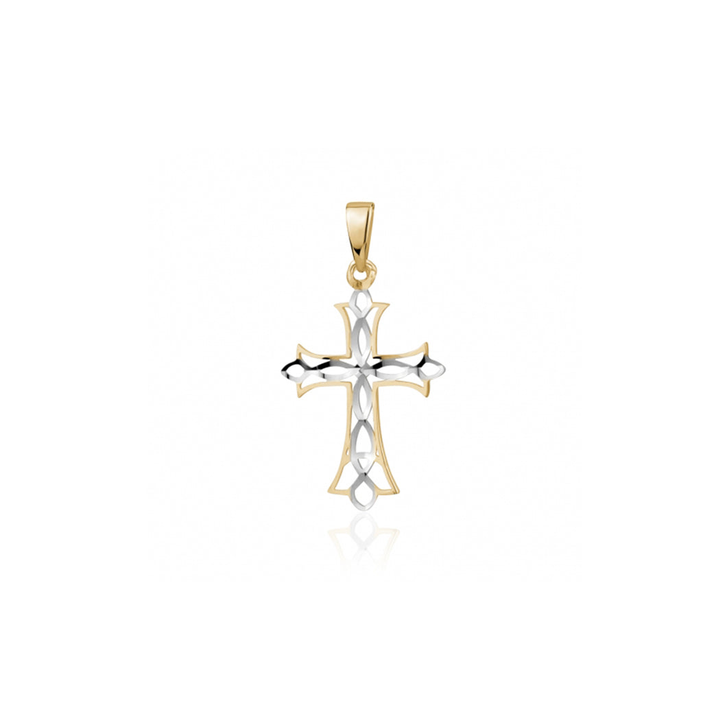 240604 10K Yellow & White Gold DC Cross Charm