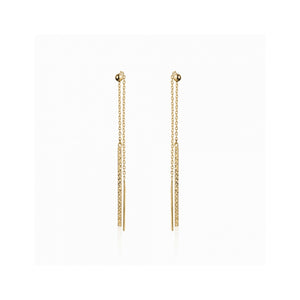 232149 10K Yellow Gold Pull Through DC Drop Earrings