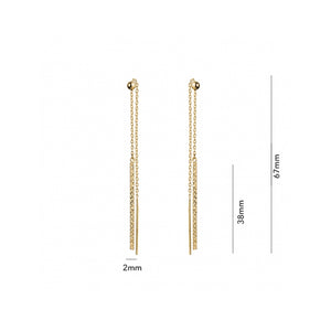 232149 10K Yellow Gold Pull Through DC Drop Earrings