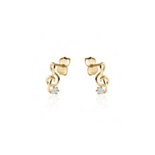Load image into Gallery viewer, 231867 10K Yellow Gold Music Note Earrings With CZ
