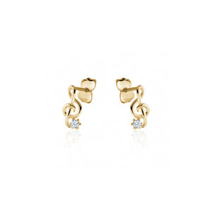 231867 10K Yellow Gold Music Note Earrings With CZ