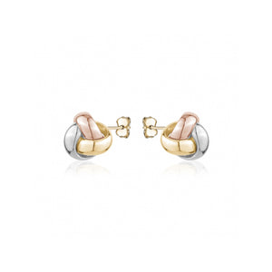 232154 10K Tri Gold Love Knot Stud Earrings