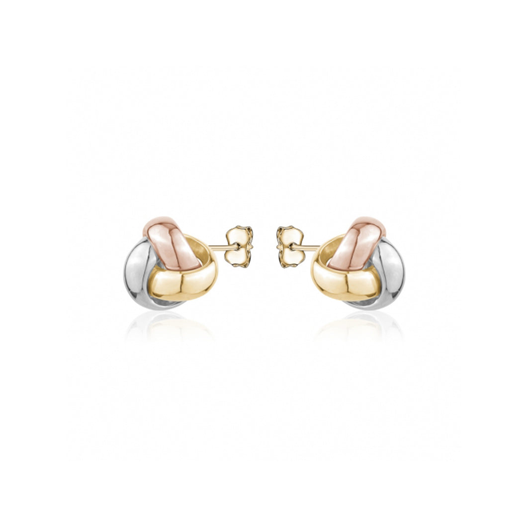 232154 10K Tri Gold Love Knot Stud Earrings