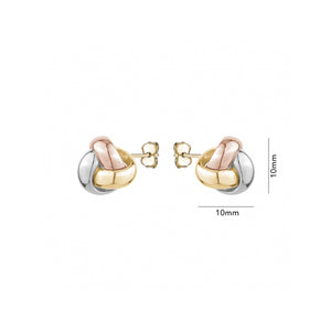 232154 10K Tri Gold Love Knot Stud Earrings