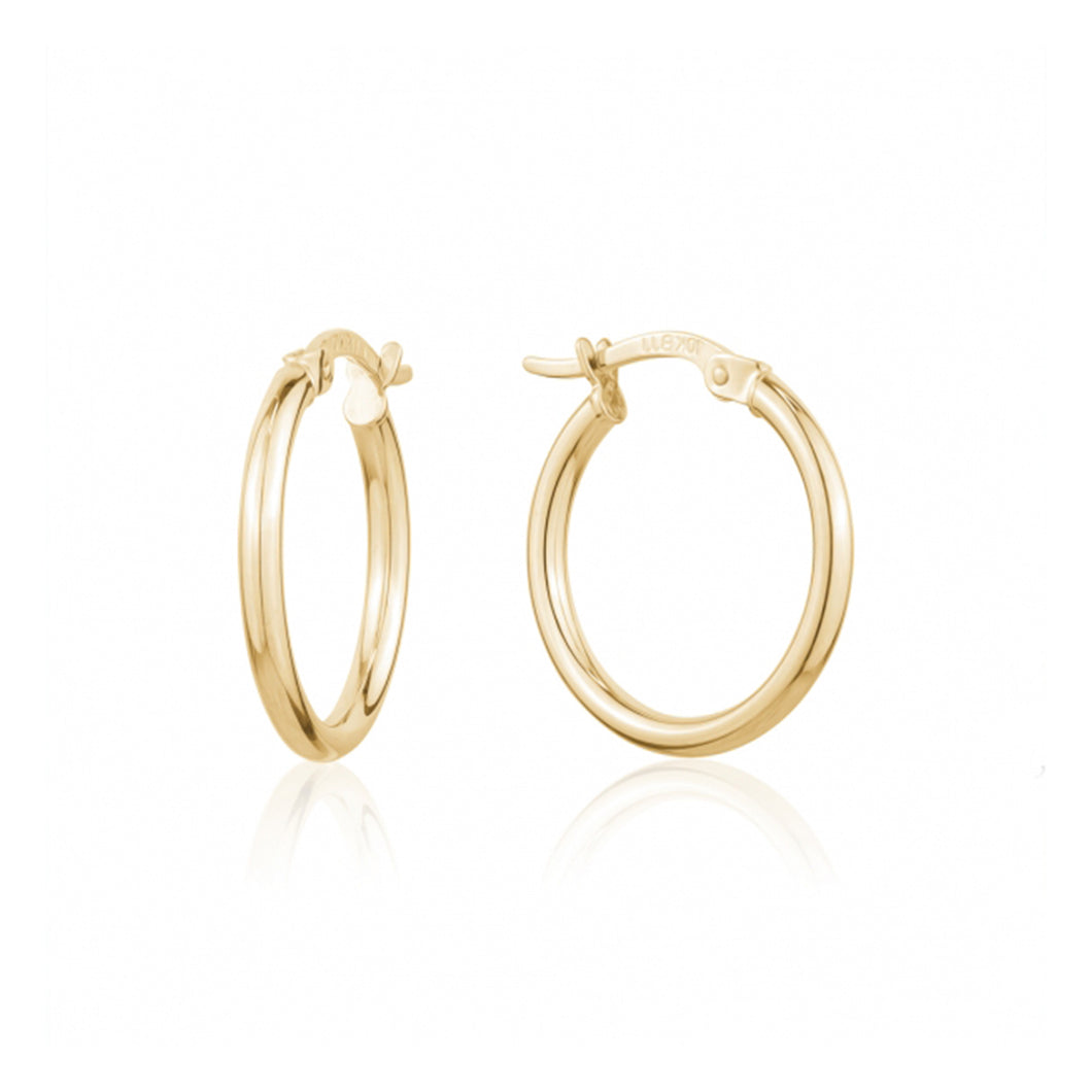 232209 10K Yellow Gold Plain Hoop Earrings