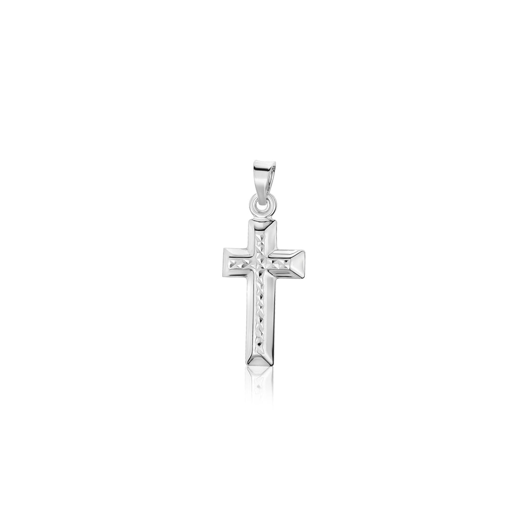 240560 10K White Gold Small Hollow DC Cross Charm