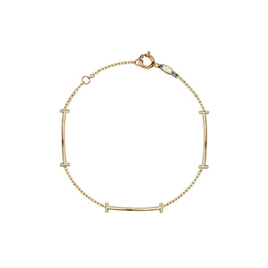 250135 7"+ Extender 10K Yellow Gold Chain Bracelet With Bar Sections