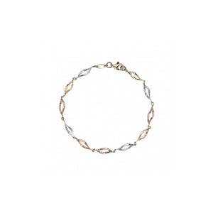 250075 7.25" 10K Yellow, White & Rose Gold Fancy DC Light Bracelet