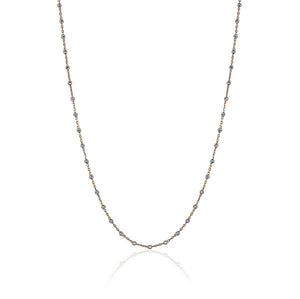 250042 7.5" 10K Rose & White Gold Ball Diamond Cut Stationary Balls on Chain Bracelet