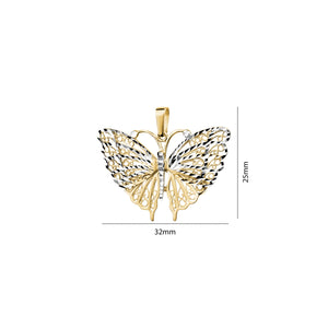 240601 10K Yellow & White Gold  DC Filigree Butterfly Charm