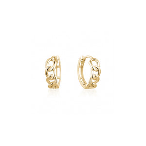 232108 10K Yellow Gold Curb Link Style Huggie Earrings