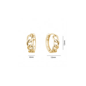 232108 10K Yellow Gold Curb Link Style Huggie Earrings