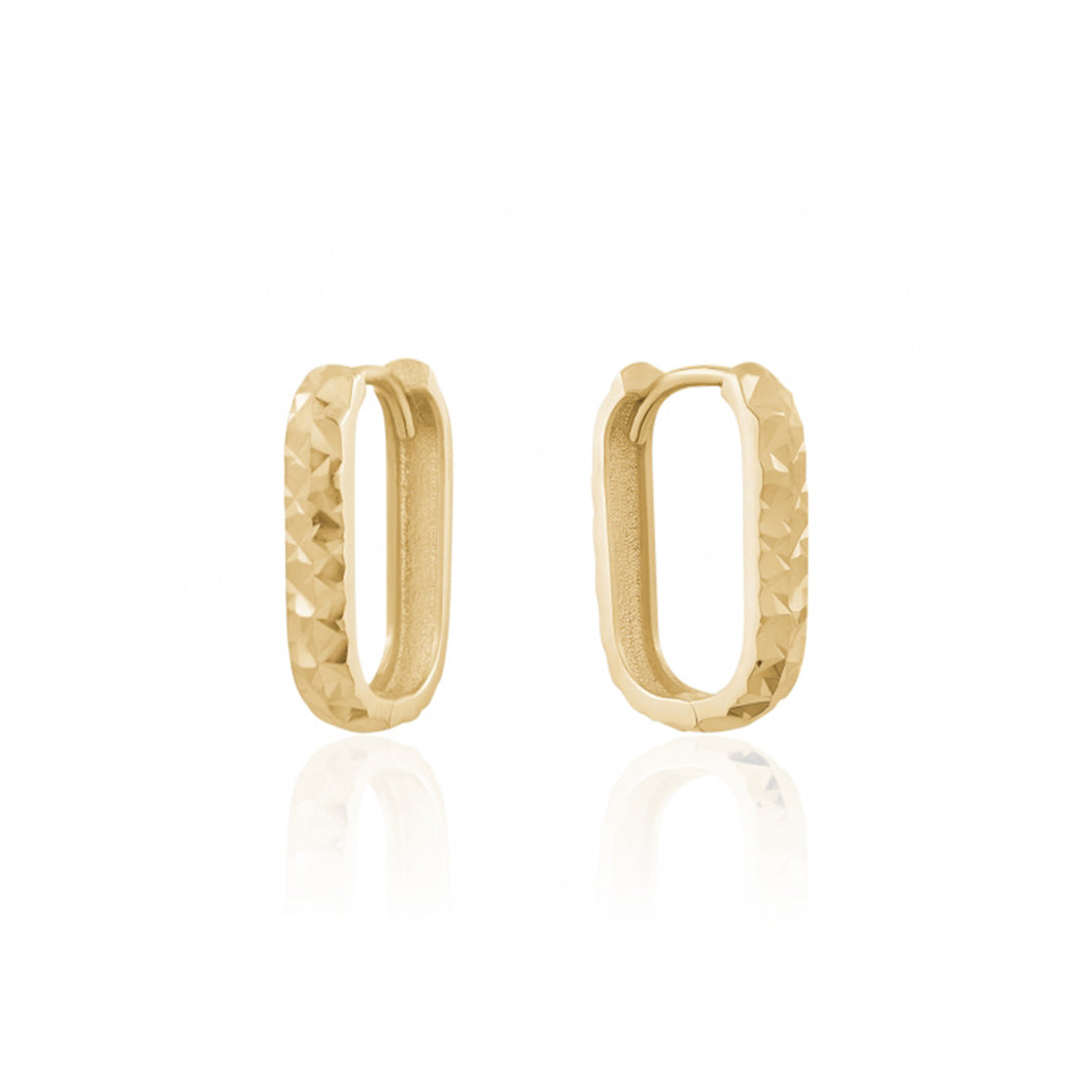 232109 10K Yellow Gold DC Rectangle Huggie Earrings