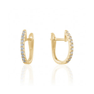 232105 10K Yellow Gold Cubic Zirconia Lever Back Hoop Earrings