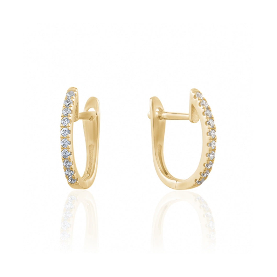 232105 10K Yellow Gold Cubic Zirconia Lever Back Hoop Earrings