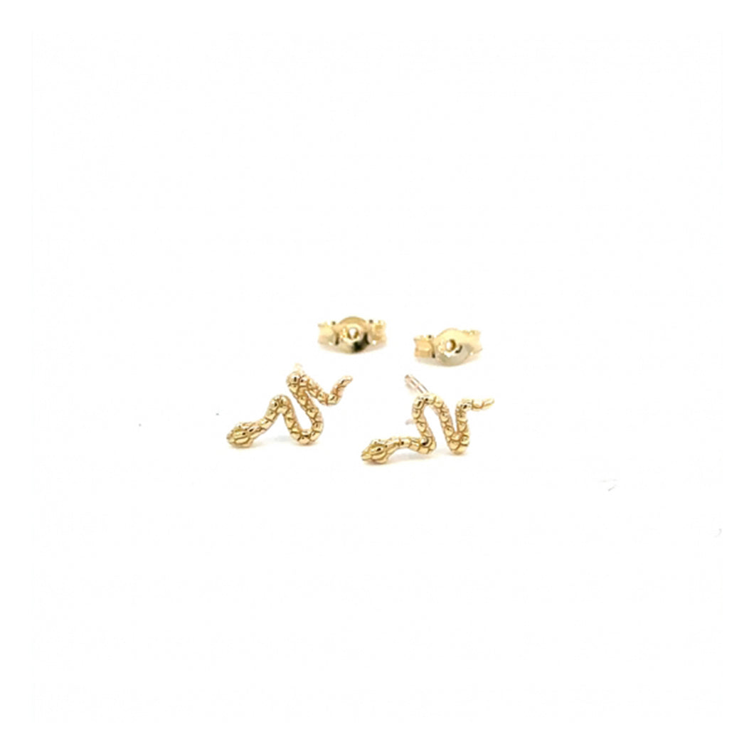 232211 10K Yellow Gold Tiny Snake Stud Earrings