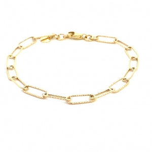 250112 7.25" .8mm wide 10K Yellow Gold Glitter Paperclip Bracelet