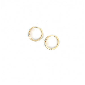 232180 10K Yellow Gold Cubic Zirconia Designer Huggie Earrings