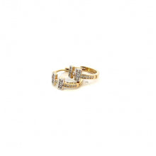 Load image into Gallery viewer, 232180 10K Yellow Gold Cubic Zirconia Designer Huggie Earrings
