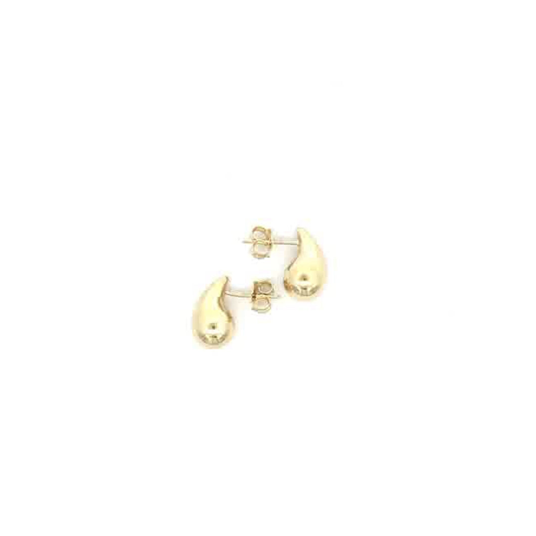 232222 10K Yellow Gold Small Puff Tear Drop Stud Earrings