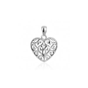 304765 Sterling Silver Filigree Puff Heart Charm