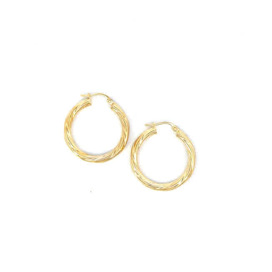 232229 10K Yellow Gold Twisted Hoop Earrings