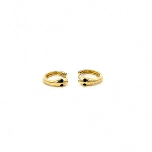 232210 10K Yellow Gold 2mm x 12mm Snake Huggies With Black Eyes