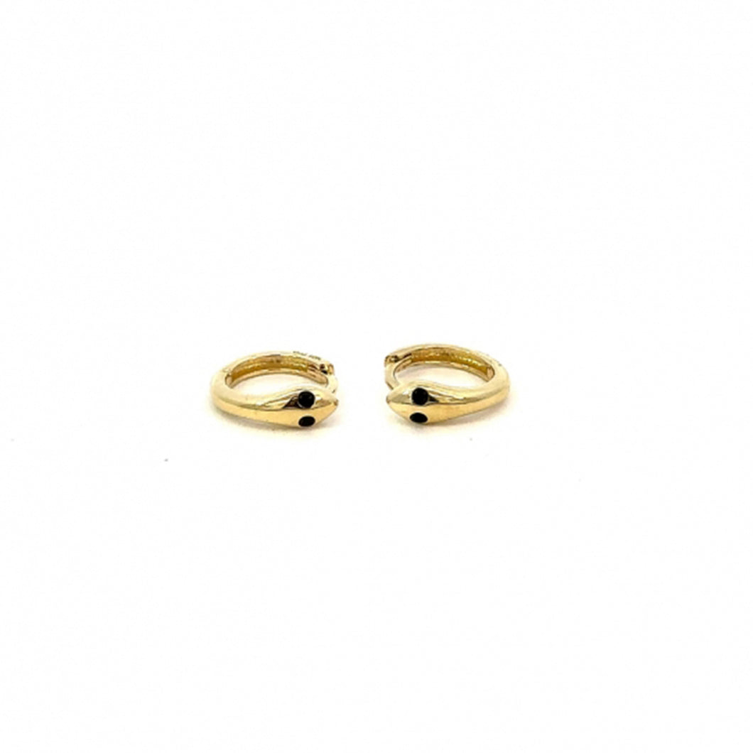 232210 10K Yellow Gold 2mm x 12mm Snake Huggies With Black Eyes