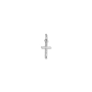 240449 10K White Gold Sunbeam Etched Cross Charm