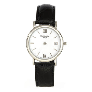 420138 Continental Geneve Stainless Steel Watch with White Dial