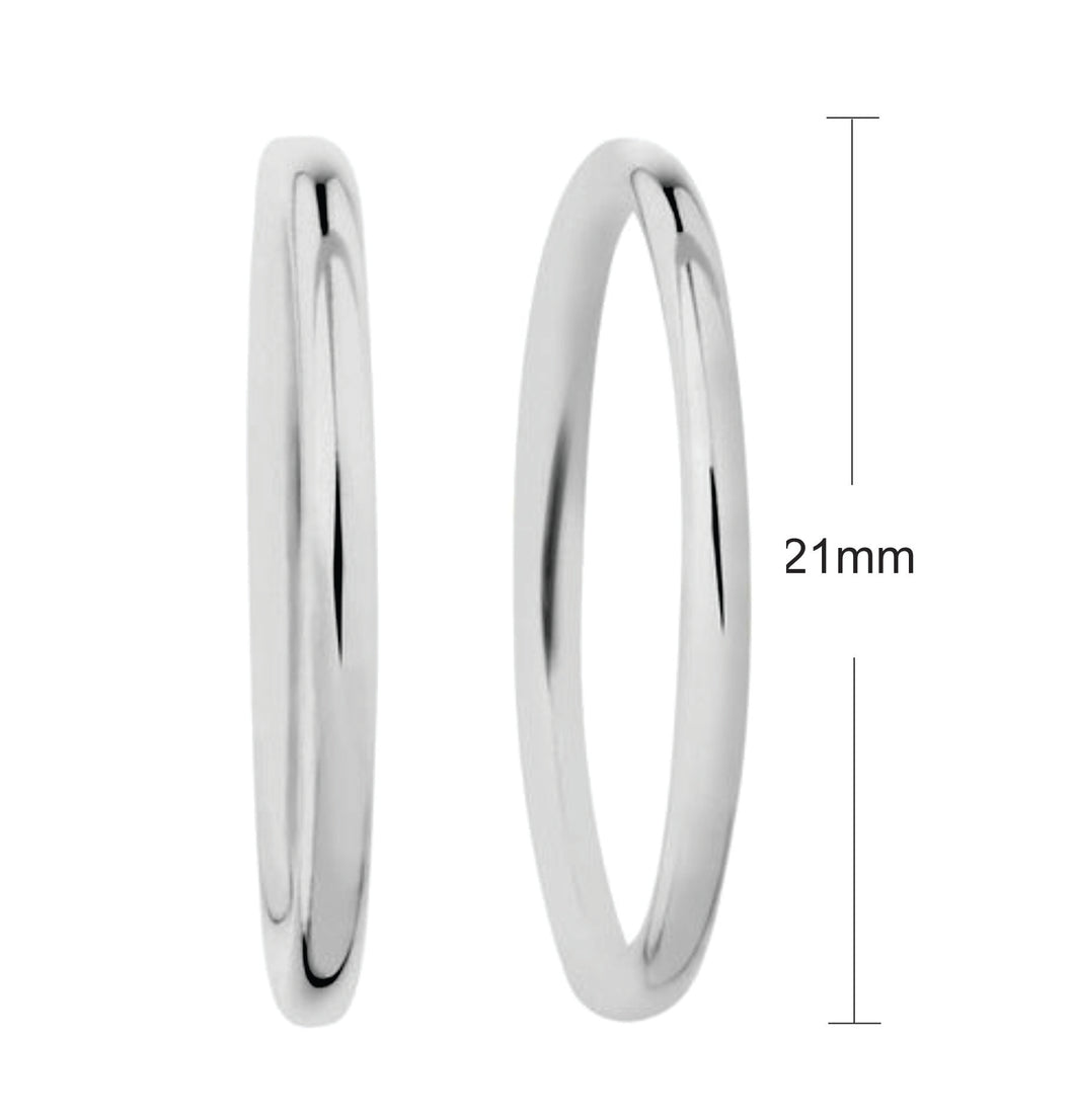 230987 10K 21MM White Gold Sleeper Earrings