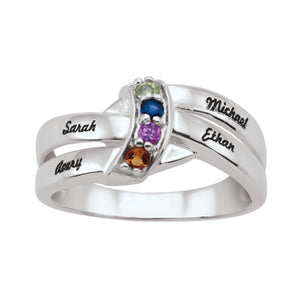 40474 Family Ring PLEASE CALL FOR PRICING. PRICE LISTED IS FOR STERLING SILVER & SYNTHETIC STONES  204-726-9100